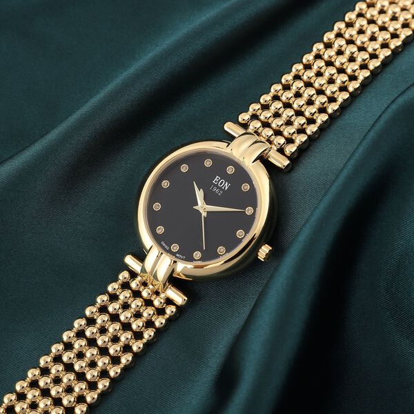 EON 1962 - Edle Armbanduhr mit nat&uuml;rlichen Champagner Diamanten, 8.5 cm, schweizer Uhrwerk, Edelstahl ca. 0.12 ct image number 1