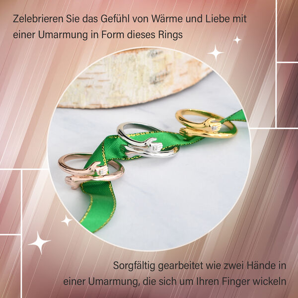 Wei&szlig;er Diamant Ring, 925 Silber vergoldet, (Gr&ouml;&szlig;e 16.00) ca. image number 10