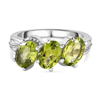 Nat&uuml;rlicher Peridot-Ring, (Gr&ouml;&szlig;e 17.00) Edelstahl, ca. 2,18 ct