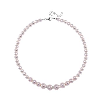 Wei&szlig;e Muschelkernperlen und wei&szlig;e Kristall, 45+5 cm