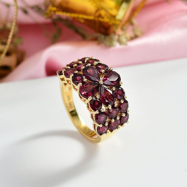 D'Joy AA Rhodolith Granat Ring 925 Silber 750 Gelbgold Vermeil (Größe 17.00) ca. 6,14 ct image number 1