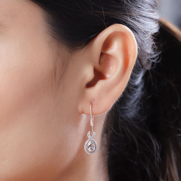 Morganit und wei&szlig;e Zirkon-Ohrringe, 925 Silber Ros&eacute;gold Vermeil ca. 1,23 ct image number 3