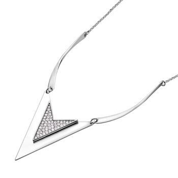 Wei&szlig;e Kristall-Halskette in Silberton, 50 cm - 0,80 ct.