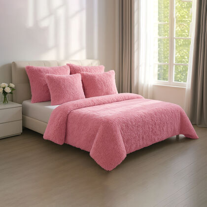 Serenity Night: 3er-Set, 2 Kissenbezug und 1 &Uuml;berwurf aus Kunstfell, Gr&ouml;&szlig;e 220x225 cm und 80x80 cm