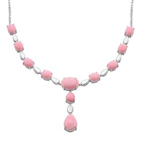 AAA Natürlicher Rosa Königsmuschel Perle Halskette ca. 45 cm 925 Silber rhodiniert