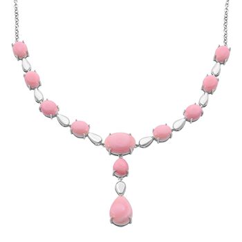 AAA Nat&uuml;rlicher Rosa K&ouml;nigsmuschel Perle Halskette ca. 45 cm 925 Silber rhodiniert