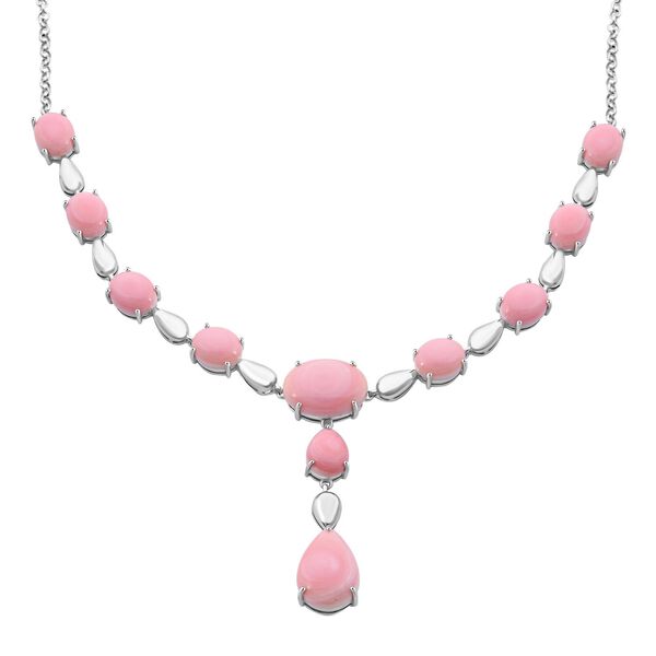 AAA Nat&uuml;rlicher Rosa K&ouml;nigsmuschel Perle Halskette ca. 45 cm 925 Silber rhodiniert image number 0