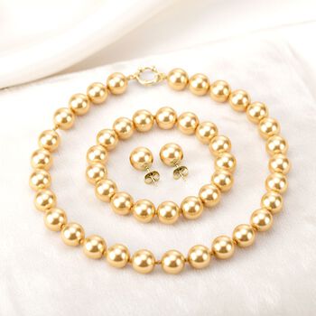 3er-Set goldenes Muschelkernperle Schmuckset