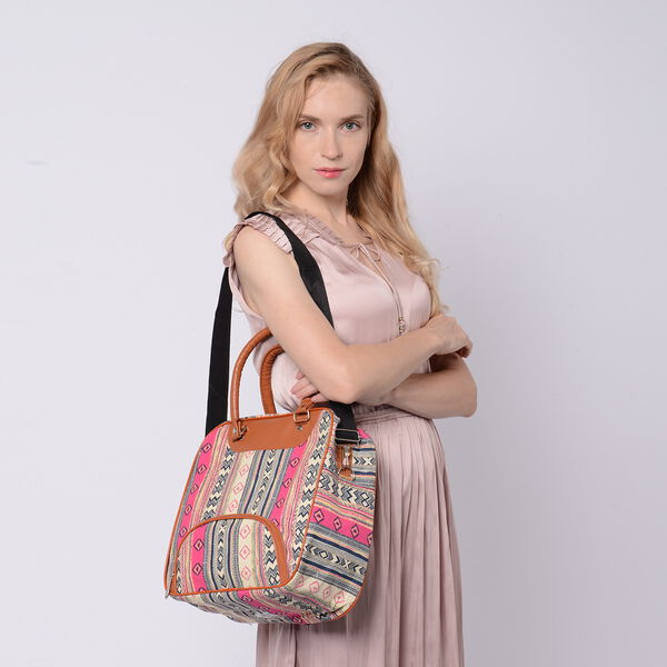 Boho Stil Handtasche, Gr&ouml;&szlig;e 30x30x12 cm, Rosa image number 2