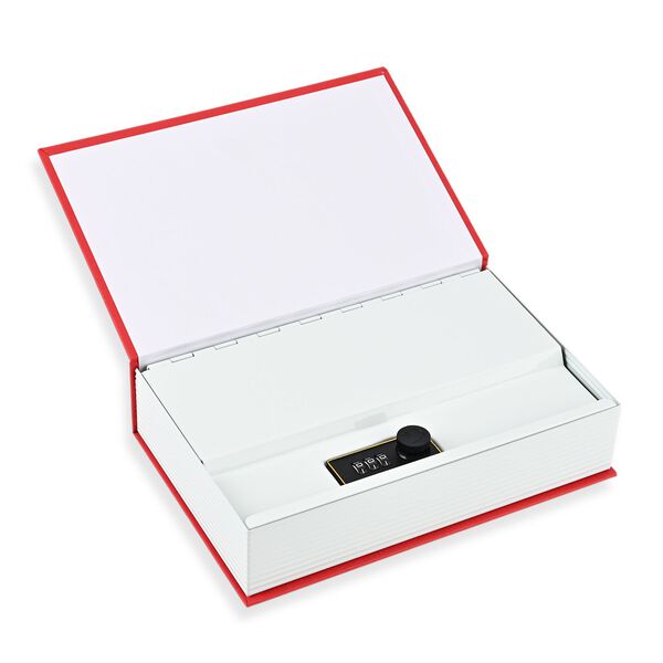 Buch Safe, Stahlbox, mit Zahlenschloss, 23.5 x 15.5 x 5.5 cm, Rot