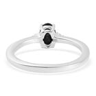 Schwarzer Spinell und Weißer Simulierter Diamant Ring 925 Silber  ca. 0,63 ct image number 5