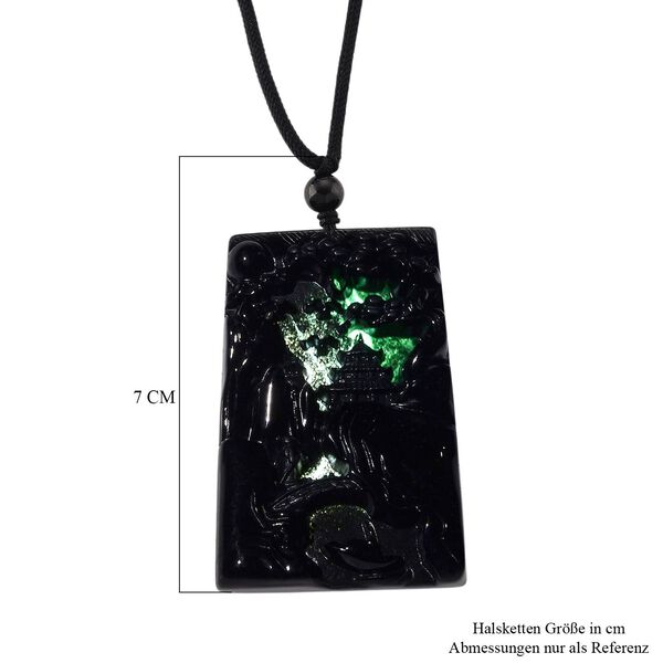 Majest&auml;tischer W&auml;chter - Schwarzer Jadeit-Guan Gong, Halskette Flexibles cm ca. 125.00 ct image number 7
