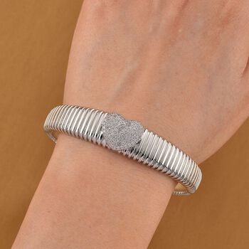 Wei&szlig;er Zirkonia Armreif ca. 19 cm Nickelfreies Messing, silberfarben