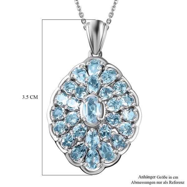 Himmelblauer Topas Anh&auml;nger mit Kette, 925 Silber rhodiniert, ca. 5.50 ct image number 6