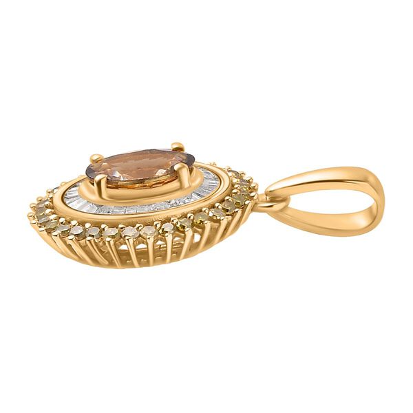 AA Nat&uuml;rlicher goldener Tansanit, gelber und wei&szlig;er Diamant-Anh&auml;nger - 1,11 ct. image number 6
