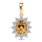 AA Premium Brasilianischer Heliodor, Weißer Zirkon Anhänger 925 Silber 750 Gelbgold Vermeil ca. 1,97 ct.