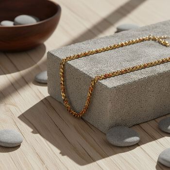 Leoparden-Print Panzer Halskette aus 316L Edelstahl mit Goldplattierung, ca. 50 cm + 5 cm Extender