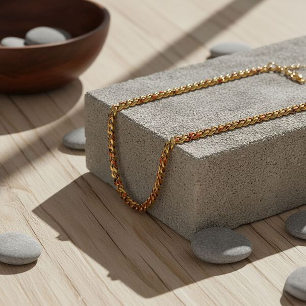 Leoparden-Print Panzer Halskette aus 316L Edelstahl mit Goldplattierung, ca. 50 cm + 5 cm Extender image number 3