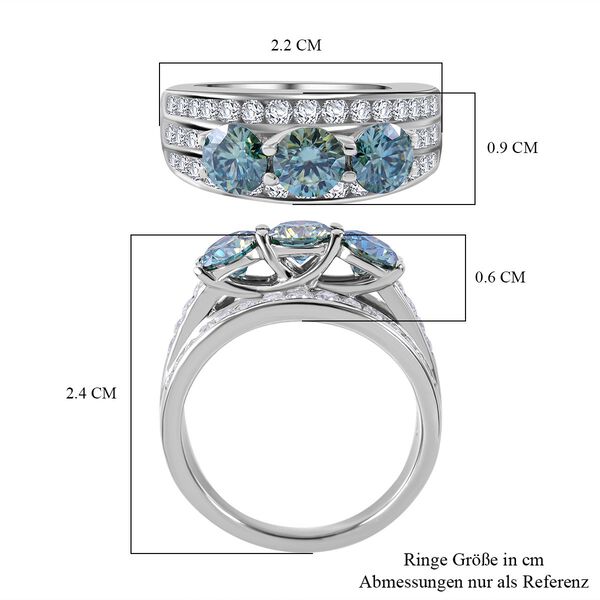 Blauer Moissanit Ring 925 Silber rhodiniert (Gr&ouml;&szlig;e 17.00) ca. 2,10 ct image number 4