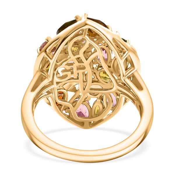 GP Italienische Garten Kollektion - AA Mehrfarbiger-Turmalin Ring, 925 Silber 750 Gelbgold Vermeil (Gr&ouml;&szlig;e 19.00) ca. 2.70 ct image number 7