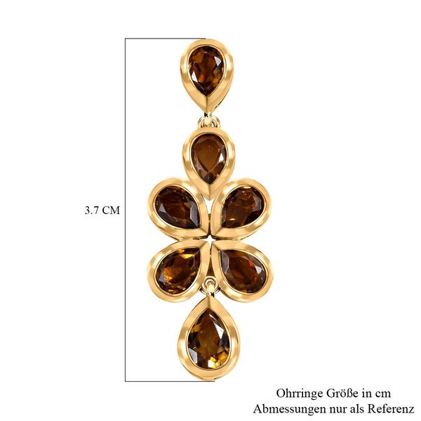 Champagner Quarz Ohrringe, 925 Silber vergoldet ca. 7,88 ct image number 6