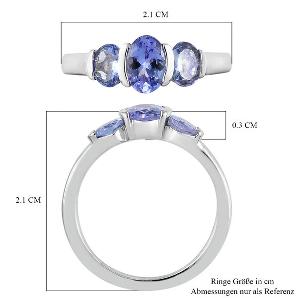 Tansanit 3-Stein-Ring, 925 Silber platiniert  ca. 1,30 ct image number 7