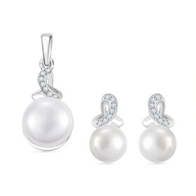 Süßwasser Perle und Zirkon Schmuckset