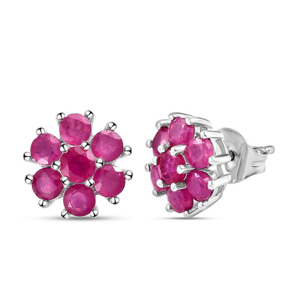 Afrikanischer Rubin (Fissure gefüllt)-Ohrringe, 925 Silber platiniert ca. 2.61 ct image number 4