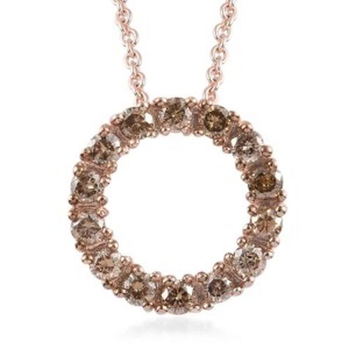 Champagner Diamant Kreis-des-Lebens-Anhänger mit Kette in Silber image number 0