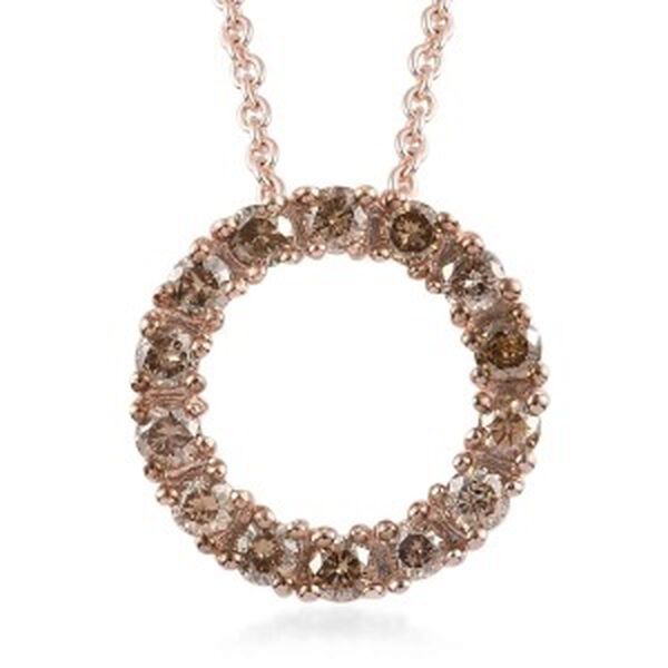 Champagner Diamant Kreis-des-Lebens-Anhänger mit Kette in Silber image number 0