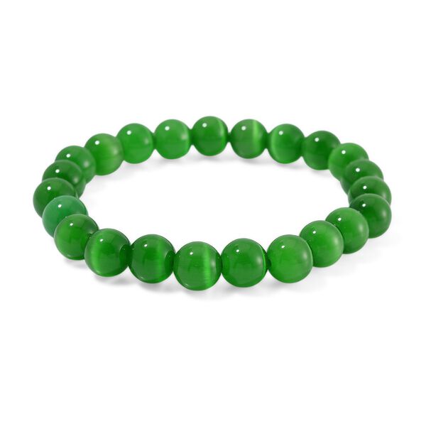 Flexibles gr&uuml;nes Katzenaugen Armband mit Chatoyance-Effekt