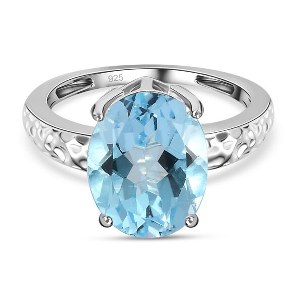 Himmelblauer Topas Ring 925 Silber (Gr&ouml;&szlig;e 16.00) ca. 5,61 ct