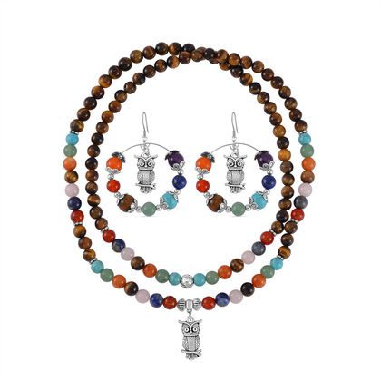 Mehrfarbig Edelsteine Schmuckset Reiner Edelstahl Schwarz oxidiert und Legierung Schwarz oxidiert ca. 560.00 ct