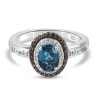 London Blau Topas und Zirkon Ring 925 Silber platiniert (Größe 20.00) ca. 1,24 ct