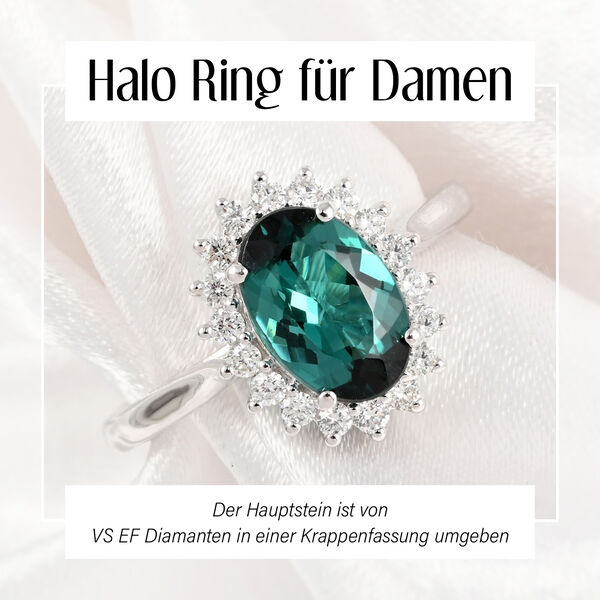 RHAPSODY AAAA Indigolith und VS EF Diamant-Ring in 950 Platin - 1,55 ct. image number 1