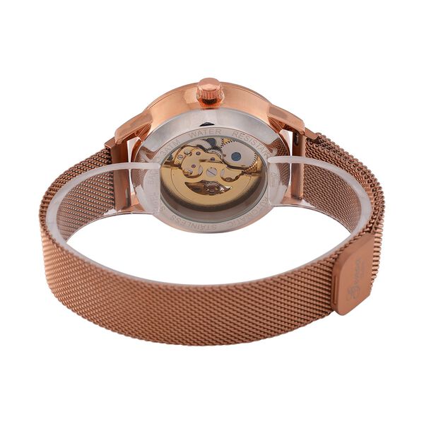 GENOA Automatik Mechanische Uhr mit Sonnenschein-Hohlzifferblatt und Automatischem Uhrwerk, rosefarben image number 5