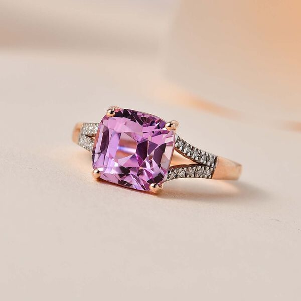 AAA Patroke Kunzit und Diamant Ring in 585 Gold - 4,68 ct. image number 9