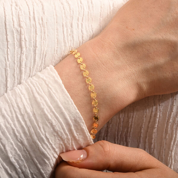 Italienisches diamantiertes Disco-Armband, 925 Silber vergoldet, ca. 18 cm + 2.5 cm Extender, ca. 2,60g image number 1