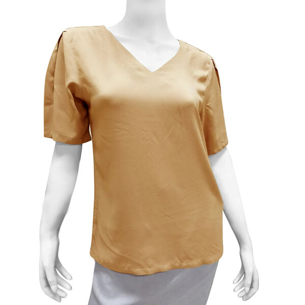 Frauen kurzes &Auml;rmel Top, hellbraun, Gr&ouml;&szlig;e 36 image number 6