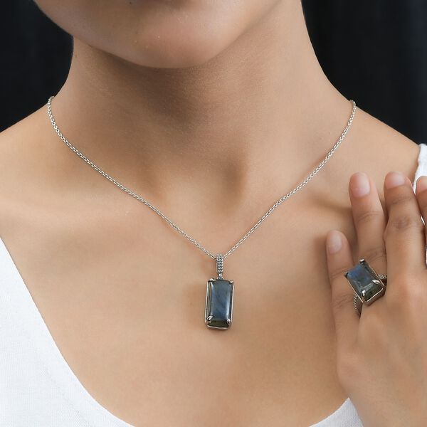 Labradorit Schmuckset  Edelstahl ca. 23,98 ct. image number 4