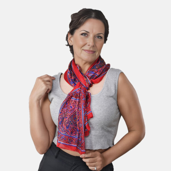 Bedruckter Schal aus 100% Seidensatin, Koralle image number 0