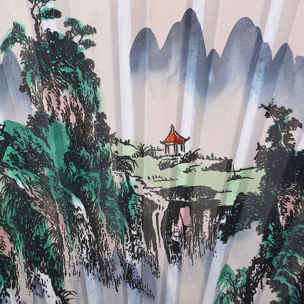 Gro&szlig;er F&auml;cher aus Holz in japanischem Stil, Gr&ouml;&szlig;e 160x90 cm, Wei&szlig; image number 4