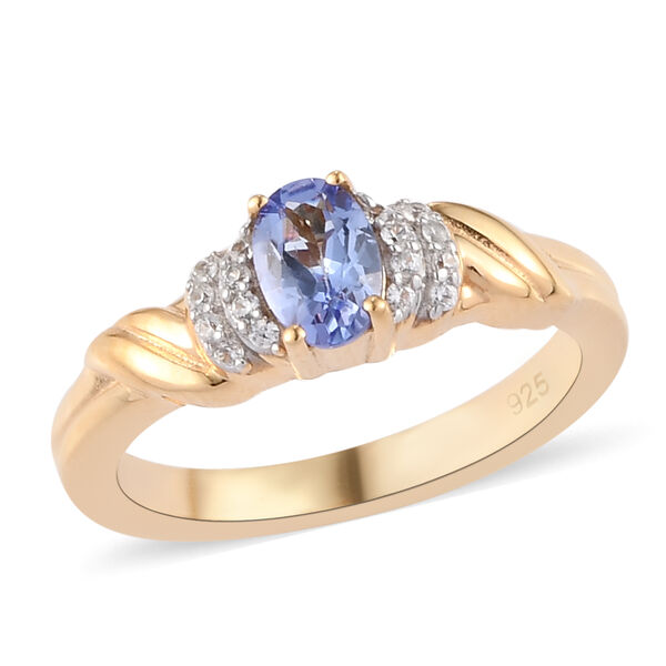 Tansanit und Zirkon Ring 925 Silber vergoldet  ca. 0,60 ct image number 4