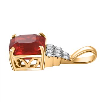 AAA Mexikanischer purpurroter Feueropal und Diamant Anh&auml;nger in 585 Gold - 1,40 ct.