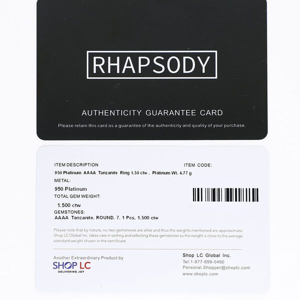 Rhapsody AAAA Tansanit Ring 950 Platin (Größe 16.50) ca. 1,50 ct image number 6