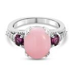 Rosa Opal, Rhodolith-Granat und Zirkon Ring 925 Silber platiniert (Größe 16.00) ca. 2,95 ct