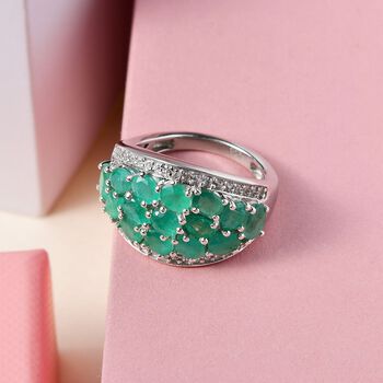 Kagem sambischer Smaragd und Zirkon-Cluster-Ring - 4,10 ct.