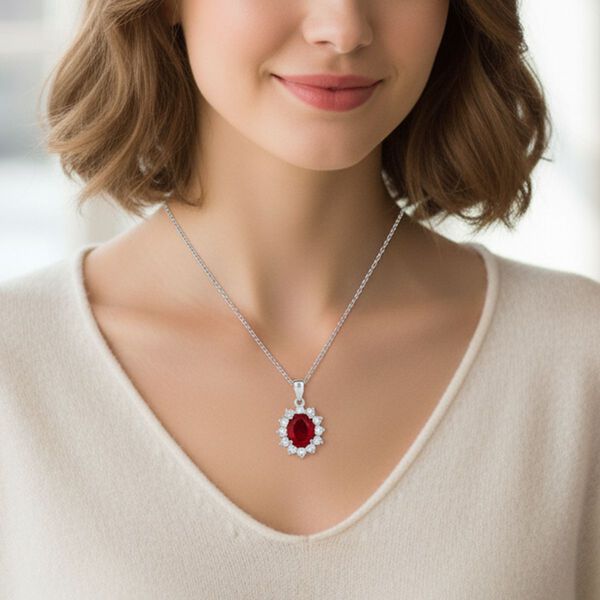 D'Joy afrikanischer Rubin und Zirkon Anh&auml;nger mit 50cm Kette - 7 ct. image number 2