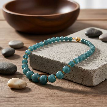 D'Joy EXTREM SELTEN - Nat&uuml;rlicher Olmek Jadeit Halskette ca. 50 cm 925 Silber vergoldet ca. 400.00 ct