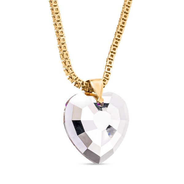 Mystische Rosa Kristall Anhänger mit Kette, Goldfarben image number 4